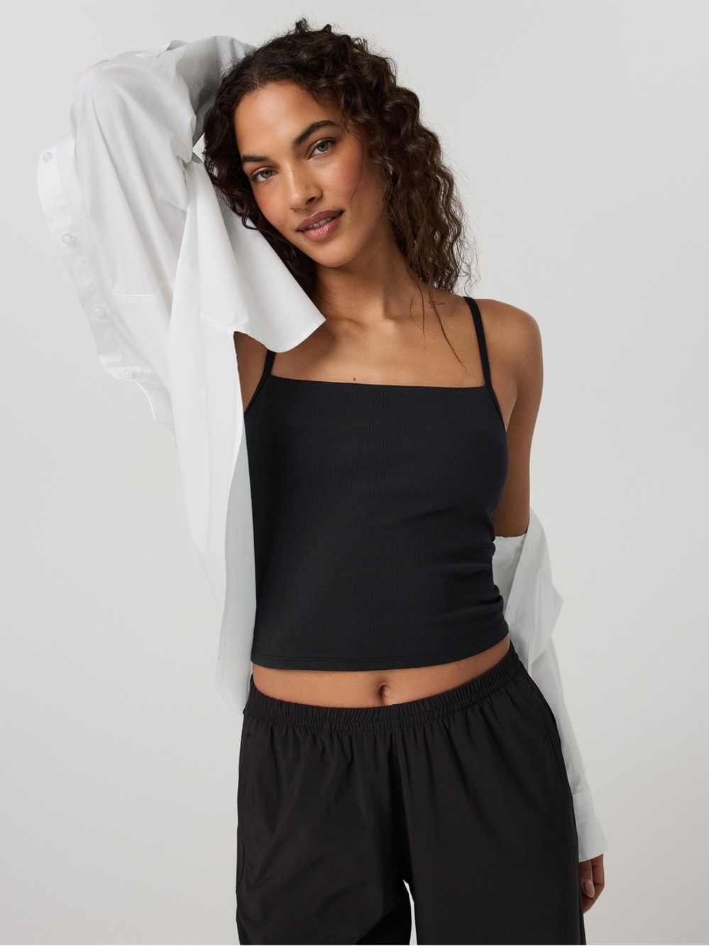 Vuori Pose Cami Tank Top Ribbed Knit Square Neck Stretch Active Workout Yoga